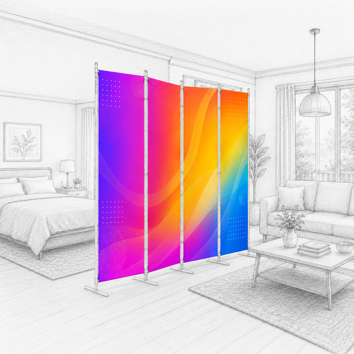 4-Panel Folding Divider