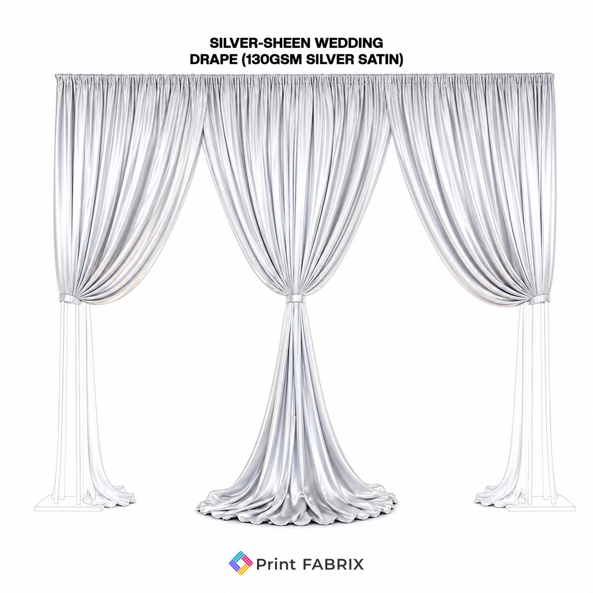 Silver-Sheen Wedding Drape (130gsm Silver Satin)