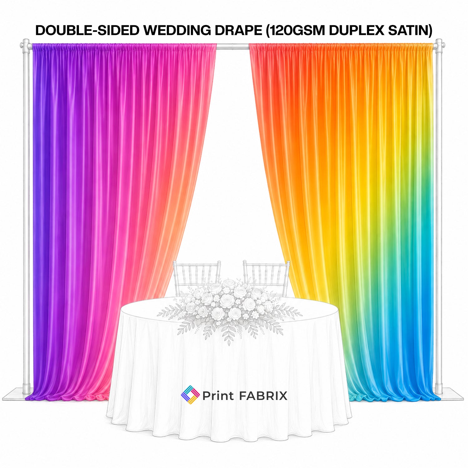 Double-Sided Wedding Drape (120gsm Duplex Satin)