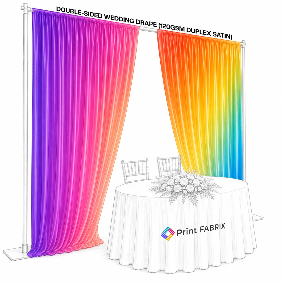 Double-Sided Wedding Drape (120gsm Duplex Satin)
