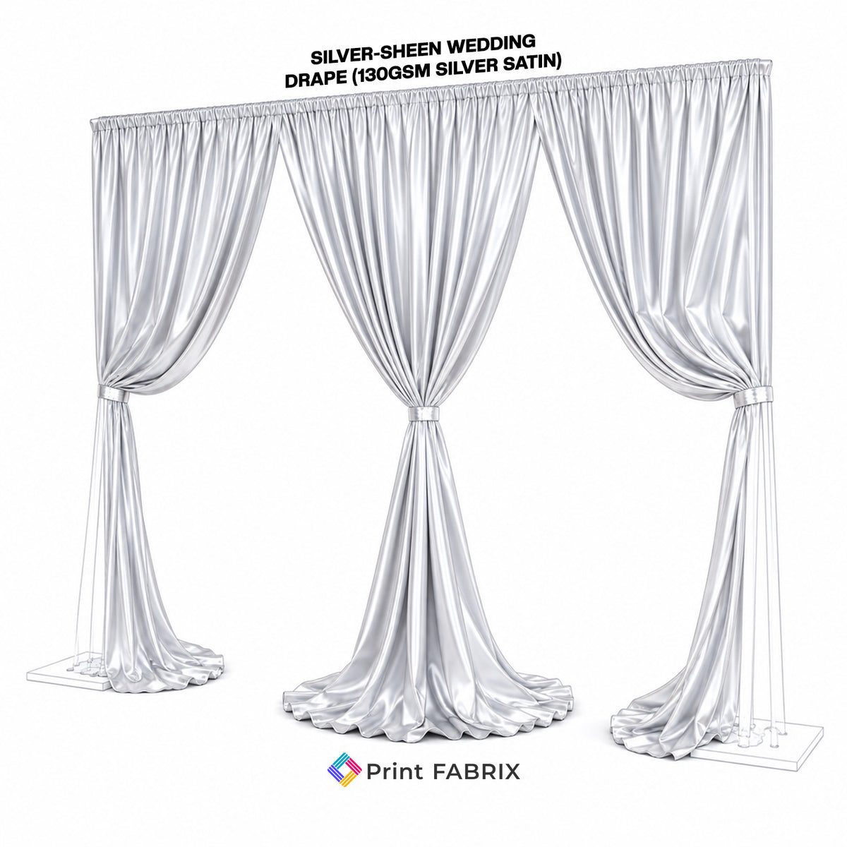 Silver-Sheen Wedding Drape (130gsm Silver Satin)
