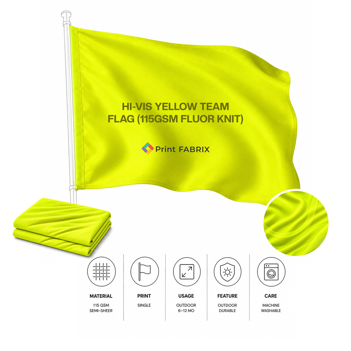 Hi-Vis Yellow Team Flag (115gsm Fluor Knit)