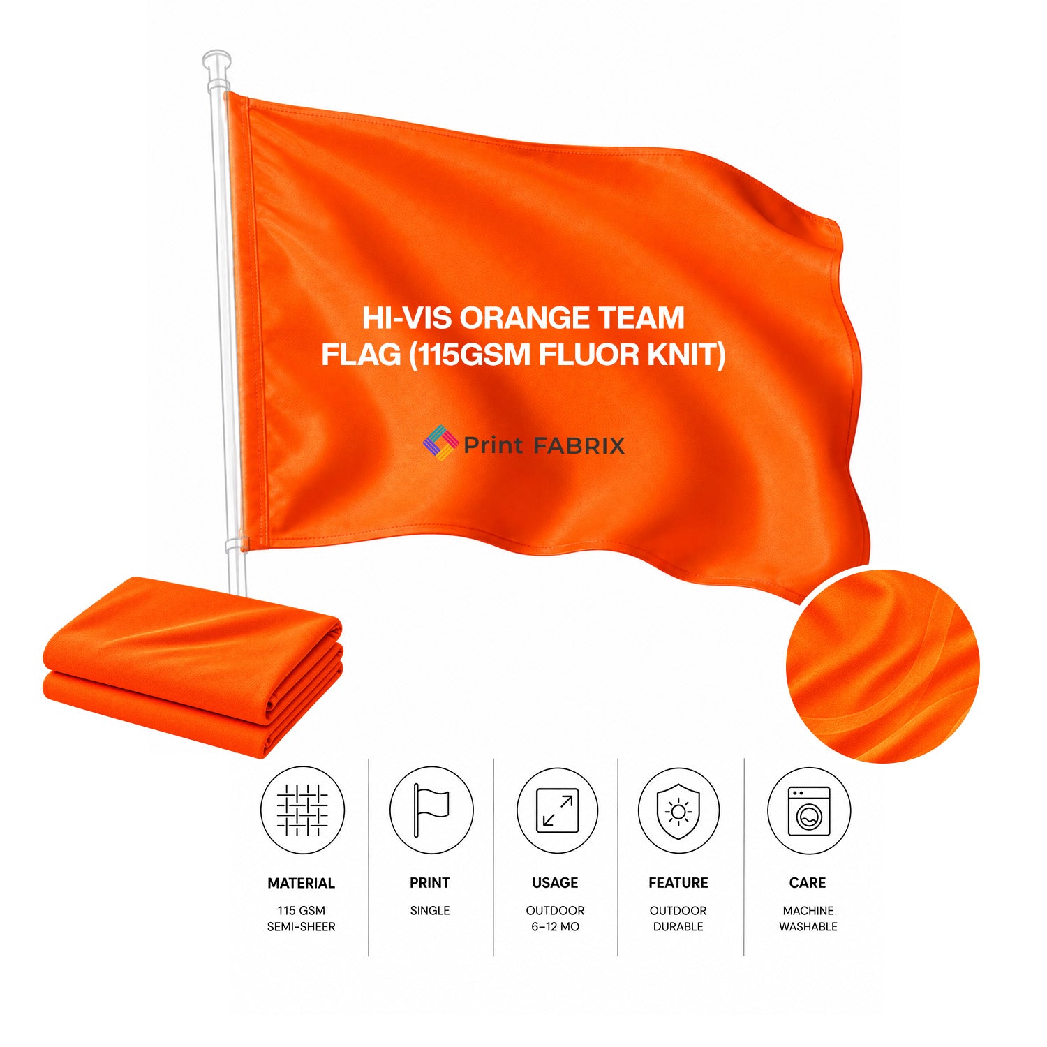 Hi-Vis Orange Team Flag (115gsm Fluor Knit)