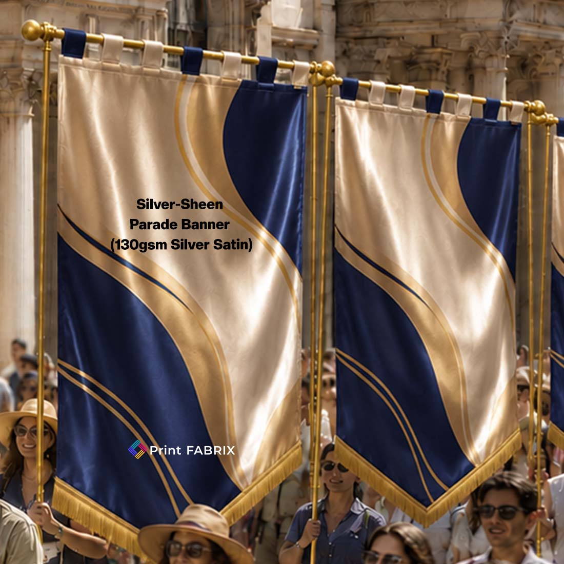 Silver-Sheen Parade Banner (130gsm Silver Satin)