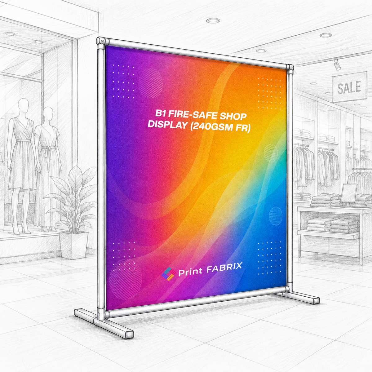 B1 Fire-Safe Shop Display (240gsm FR)