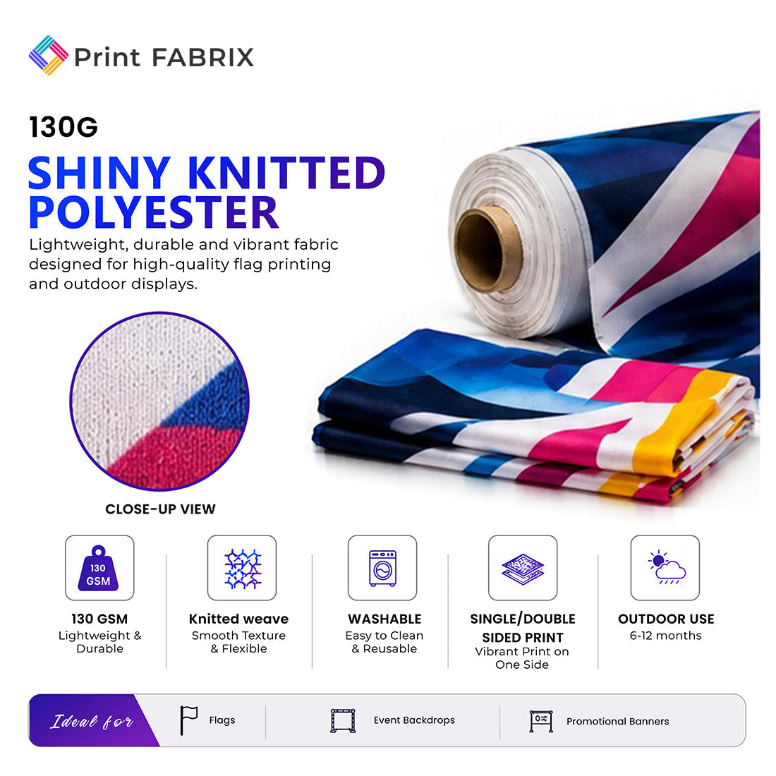 130gsm Shiny Knitted Polyester fabric details