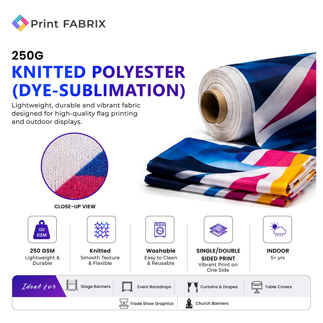 250gsm Knitted Polyester (Dye-Sublimation) fabric details