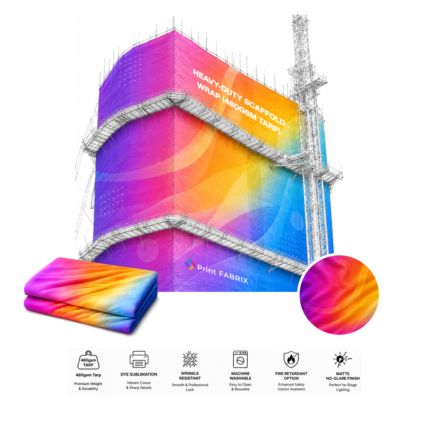 Heavy-Duty Scaffold Wrap (480gsm Tarp)