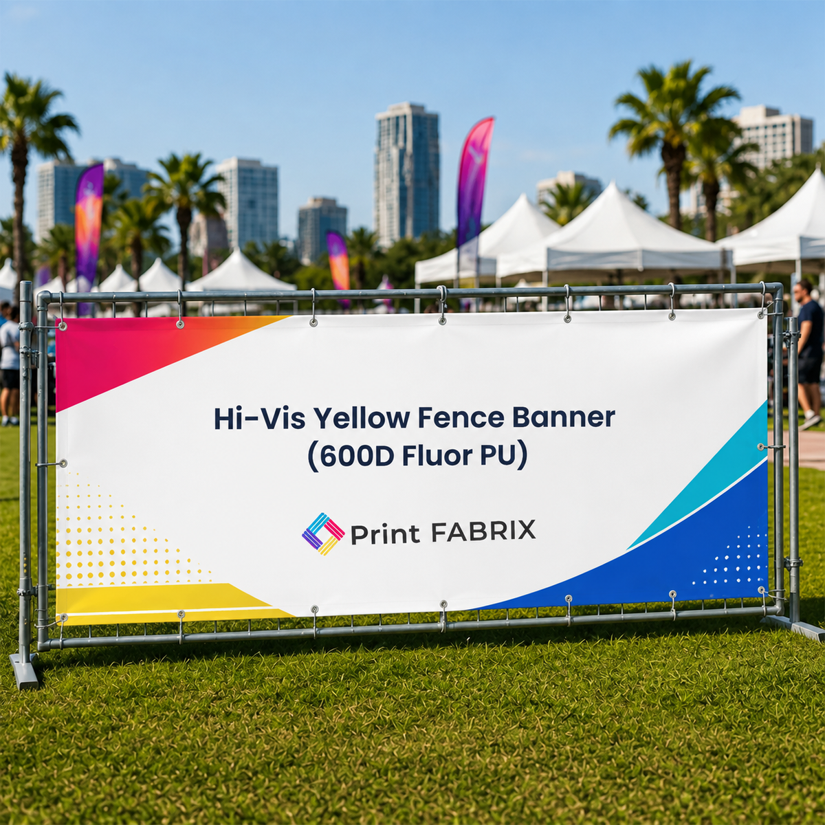 Hi-Vis Yellow Fence Banner (600D Fluor PU)