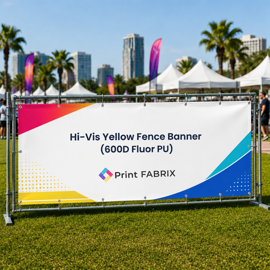 Hi-Vis Yellow Fence Banner (600D Fluor PU)