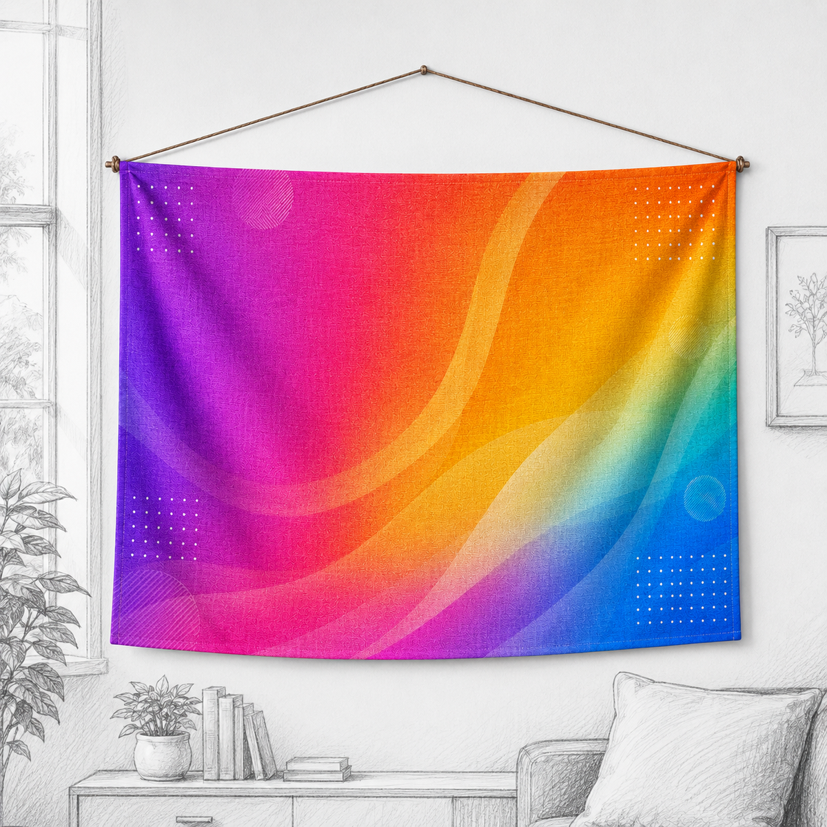 Linen-Look Wall Tapestry (800D Linen)
