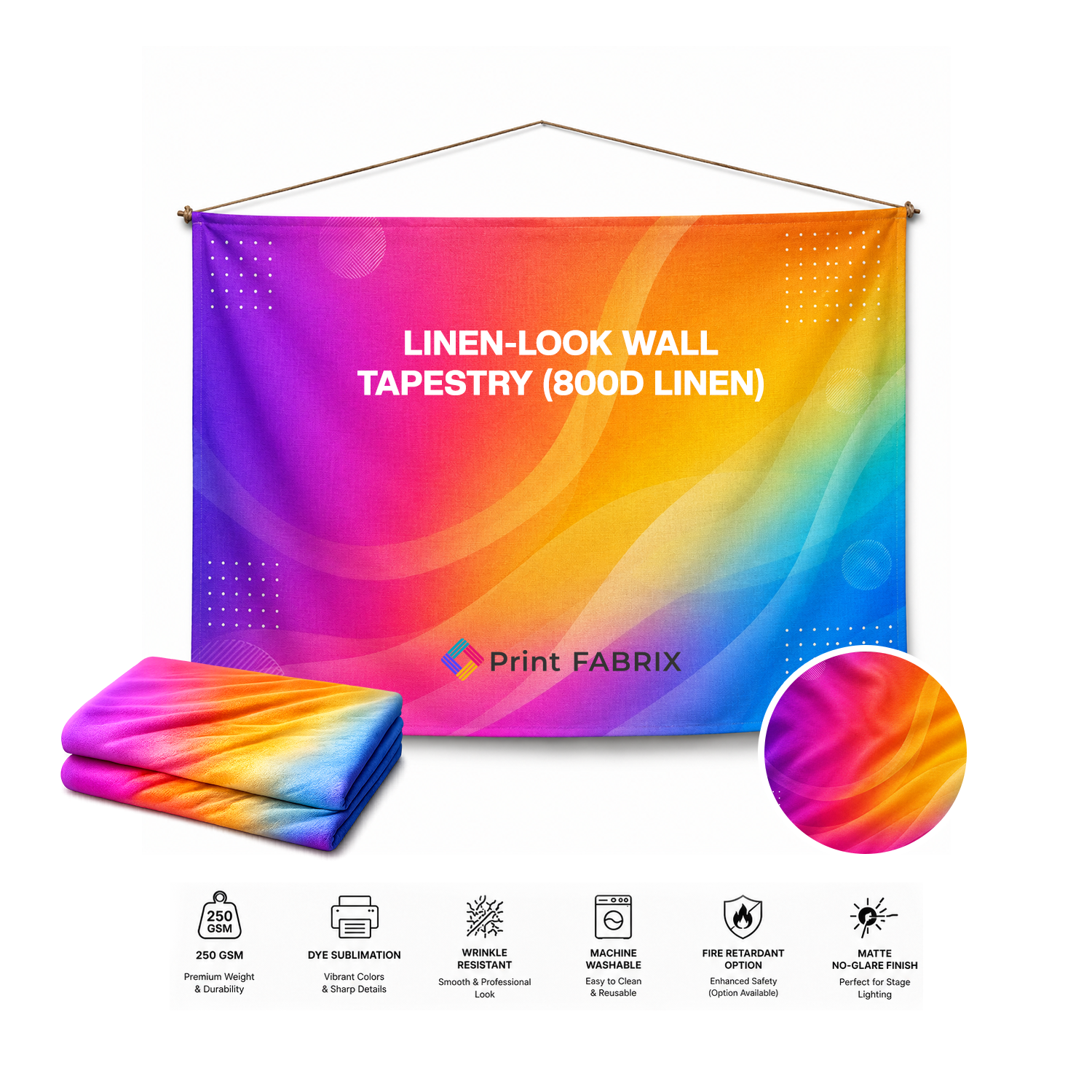 Linen-Look Wall Tapestry (800D Linen)