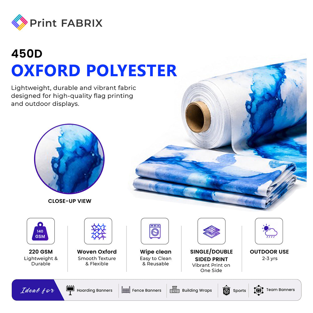 450D Oxford Polyester fabric details