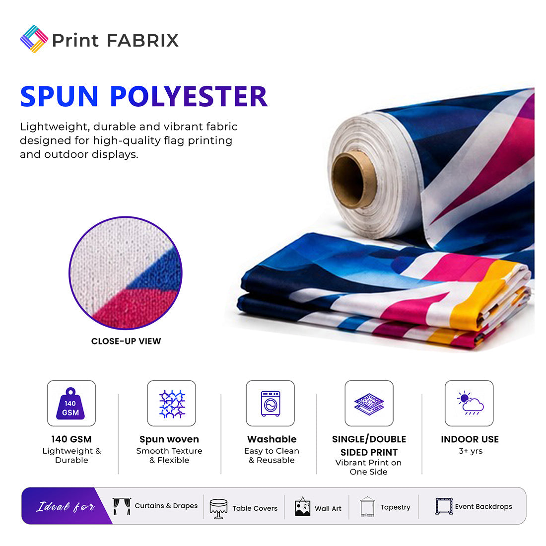 140gsm Spun Polyester fabric details