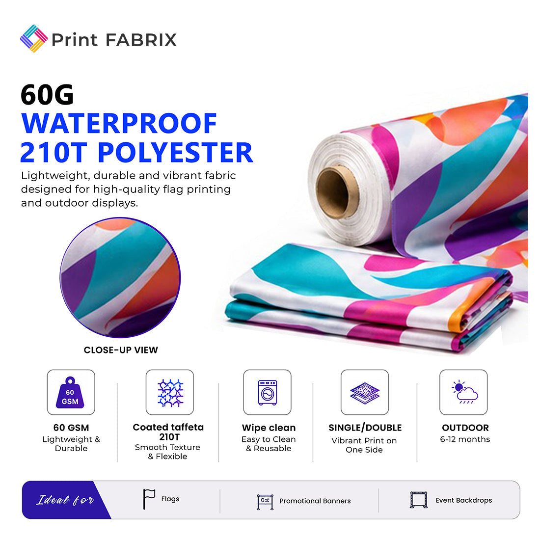 60gsm Waterproof 210T Polyester fabric details