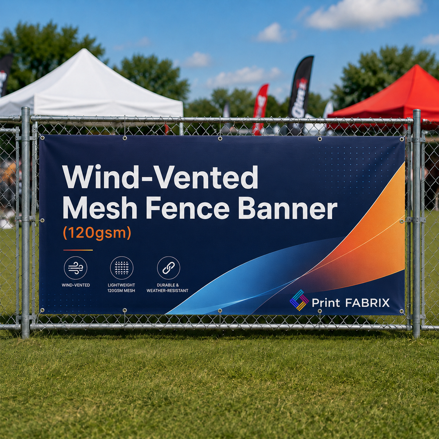 Wind-Vented Mesh Fence Banner (120gsm)