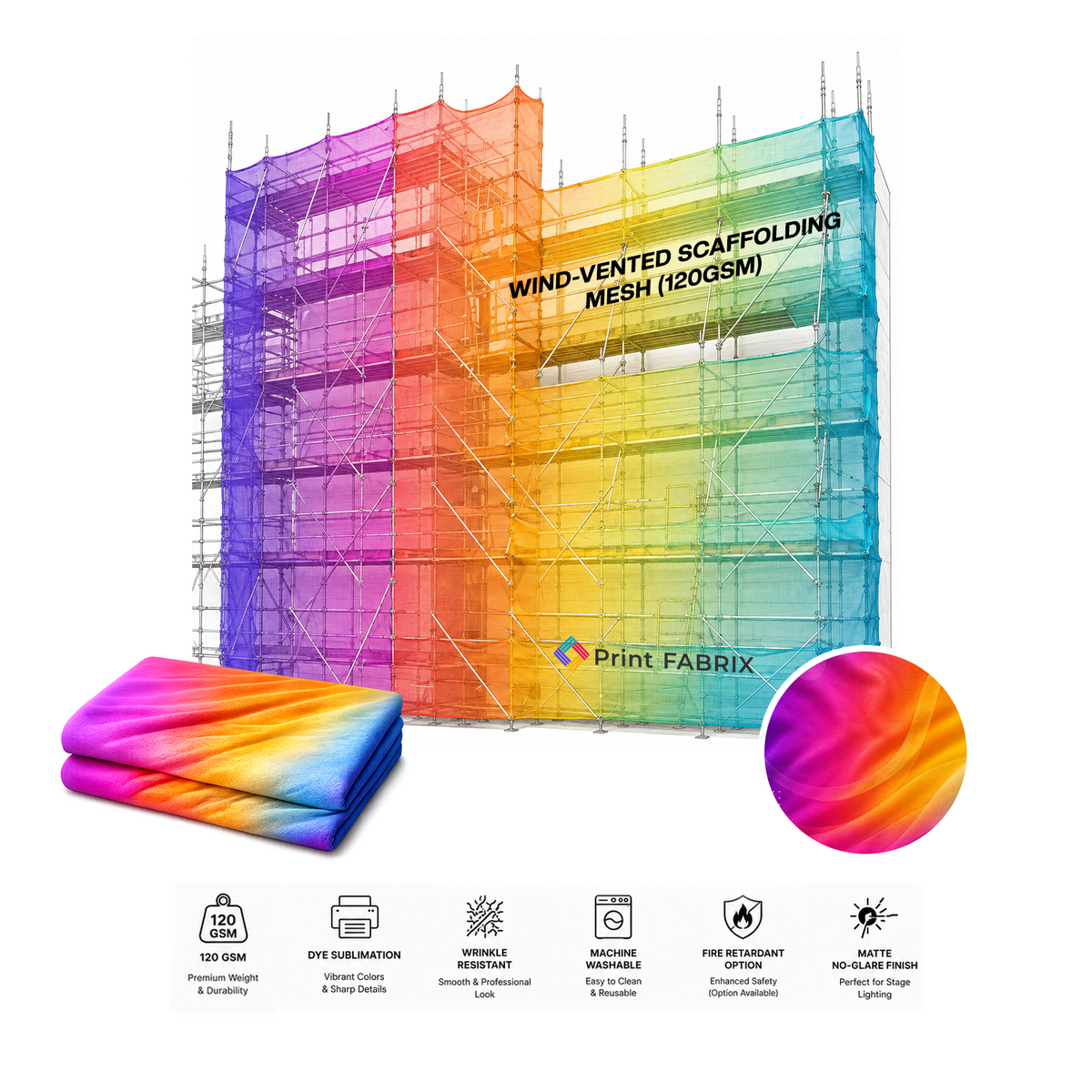Wind-Vented Scaffolding Mesh (120gsm)